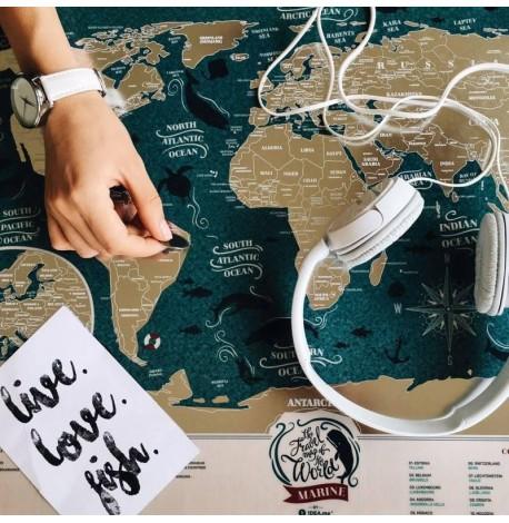 Скретч-карта світу Travel Map Marine World (англійська мова) в тубусі