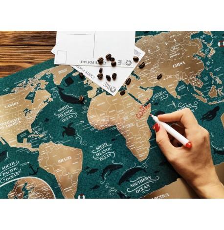 Скретч-карта світу Travel Map Marine World (англійська мова) в тубусі