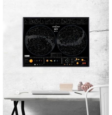 Светящаяся карта звездного неба Star map of the sky (английский язык) в тубусе