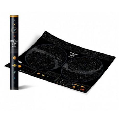 Светящаяся карта звездного неба Star map of the sky (английский язык) в тубусе