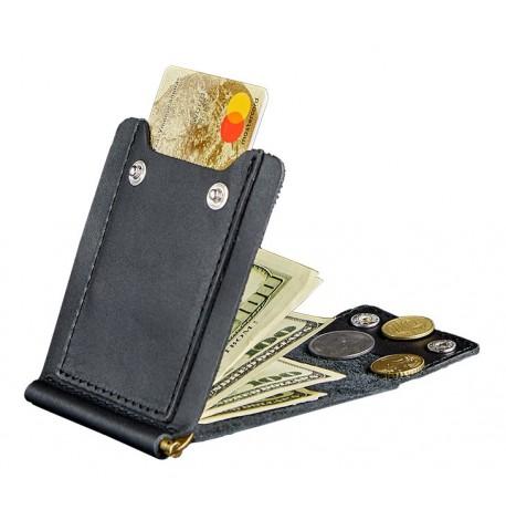 Зажим для грошей шкіряний 10.0 (чорний) шкіра Krast