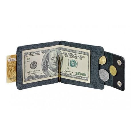 Зажим для грошей шкіряний 10.0 (чорний) шкіра Krast