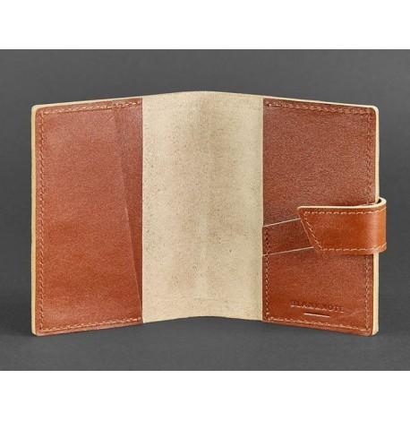 Обкладинка для паспорта зі шкіри 4.0 (світло-коричнева)