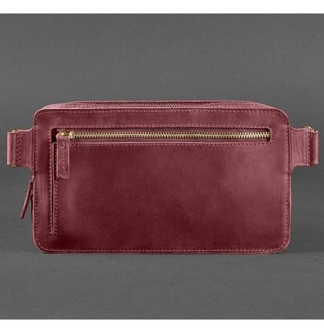 Поясна сумка-бананка Dropbag Maxi шкіряна (шкіра crazy horse) бордова