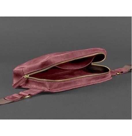 Поясна сумка-бананка Dropbag Maxi шкіряна (шкіра crazy horse) бордова