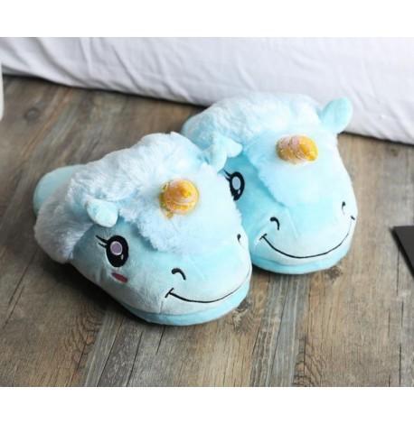 Домашние тапочки "Единороги" (голубые)