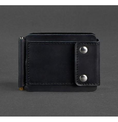 Зажим для грошей шкіряний 10.0 (чорний) шкіра Crazy Horse