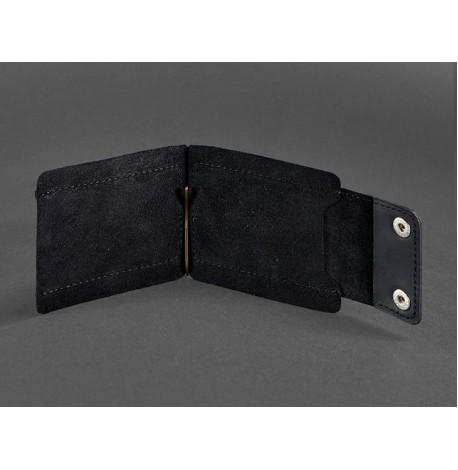 Зажим для грошей шкіряний 10.0 (чорний) шкіра Crazy Horse