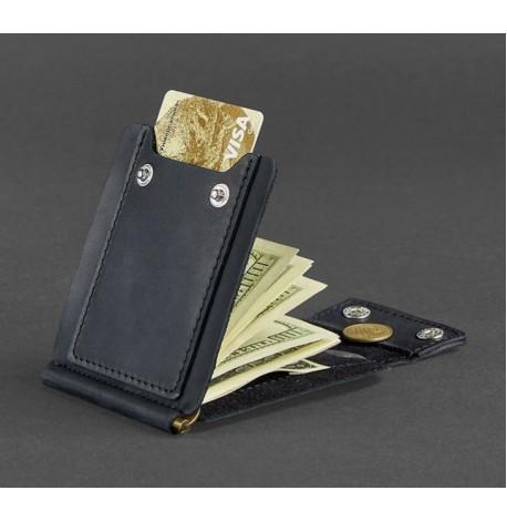 Зажим для грошей шкіряний 10.0 (чорний) шкіра Crazy Horse