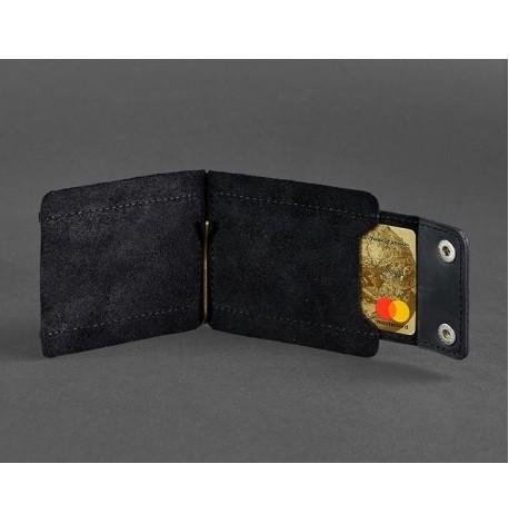 Зажим для грошей шкіряний 10.0 (чорний) шкіра Crazy Horse