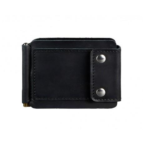 Зажим для грошей шкіряний 10.0 (чорний) шкіра Crazy Horse