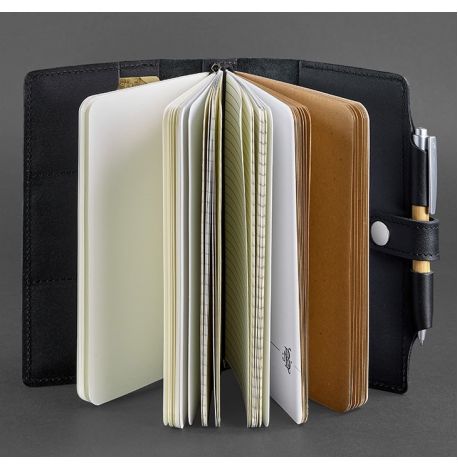 Шкіряний блокнот софт-бук 4.0 A5 mini (чорний) шкіра Krast