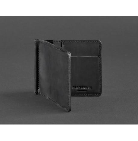 Зажим для денег кожаный 1.0 (черный) кожа Crazy Horse