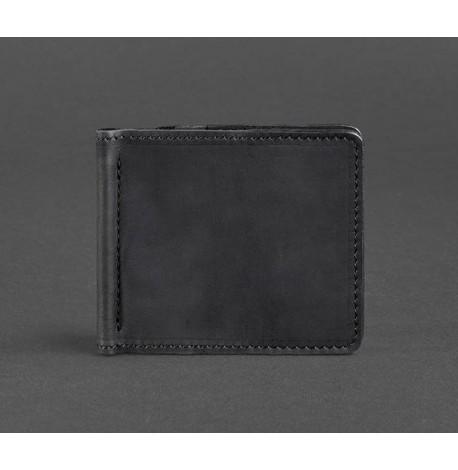 Зажим для денег кожаный 1.0 (черный) кожа Crazy Horse