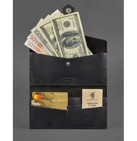 Портмоне из натуральной кожи  3.0 (черное) кожа Crazy Horse