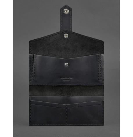 Портмоне из натуральной кожи  3.0 (черное) кожа Crazy Horse