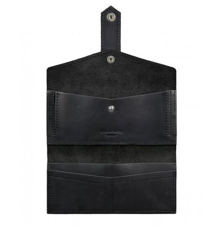 Портмоне из натуральной кожи  3.0 (черное) кожа Crazy Horse