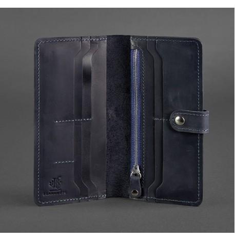 Портмоне из натуральной кожи 7.0 (синее) кожа Crazy Horse