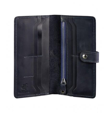 Портмоне из натуральной кожи 7.0 (синее) кожа Crazy Horse