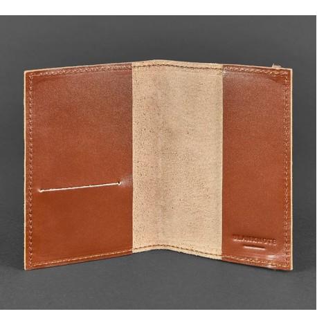 Обкладинка для паспорта зі шкіри 1.0 (світло-коричнева)