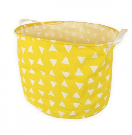 Кошик для іграшок, білизни з ручками циліндричний "Трикутники" жовтий