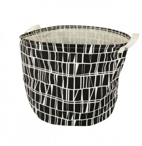Кошик для іграшок, білизни з ручками циліндричний "Візерунок" чорний