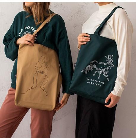 Сумка з саржі "Поспішати повільно" 