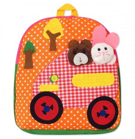 Детский рюкзак "Машина с животными" оранжевый 