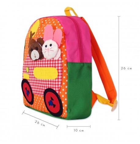 Детский рюкзак "Машина с животными" оранжевый 