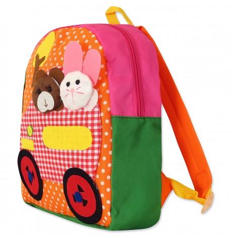 Детский рюкзак "Машина с животными" оранжевый 