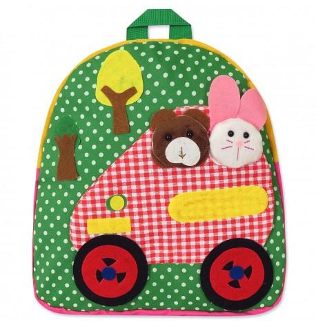 Детский рюкзак "Машина с животными" зеленый