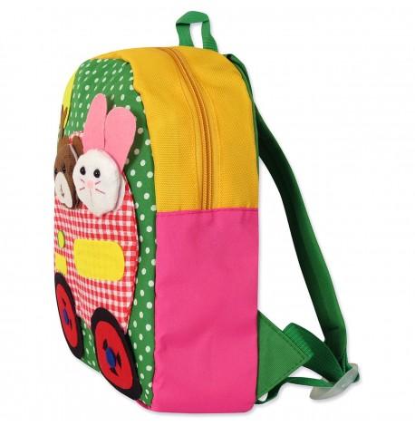 Детский рюкзак "Машина с животными" зеленый