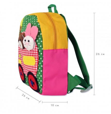 Детский рюкзак "Машина с животными" зеленый