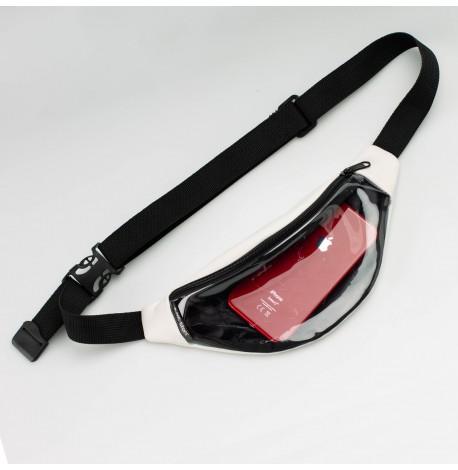 Поясна сумка-бананка біла прозора