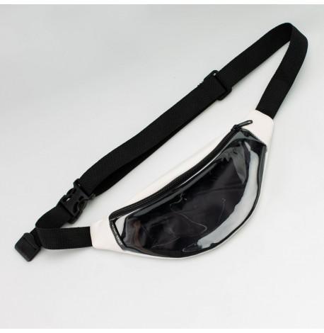 Поясна сумка-бананка біла прозора
