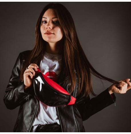 Поясна сумка-бананка червона прозора