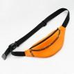 Поясна сумка-бананка помаранчева шкіряна з ланцюжком