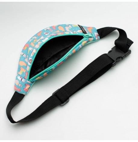 Сумка-бананка дитяча м'ятна з ламами