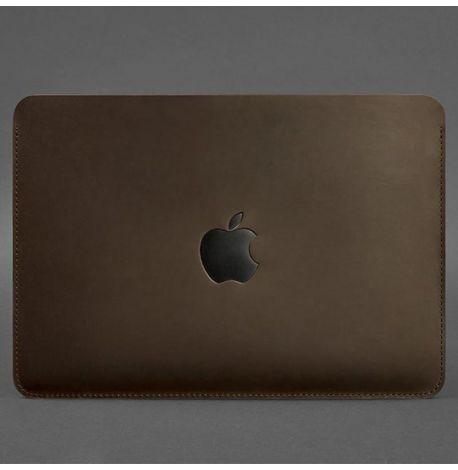 Кожаный чехол Up для MacBook 13'' (темно-коричневый) кожа Crazy Horse