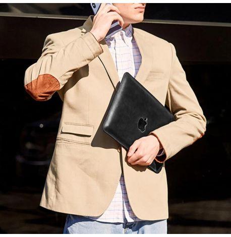 Кожаный чехол Side для MacBook 14'' (черный) кожа Crazy Horse
