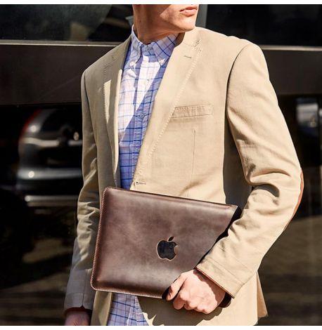 Шкіряний чохол Side для MacBook 14'' (темно-коричневий) шкіра Crazy Horse