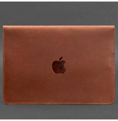 Кожаный чехол-конверт на магнитах для MacBook 13'' (светло-коричневый) кожа Crazy Horse