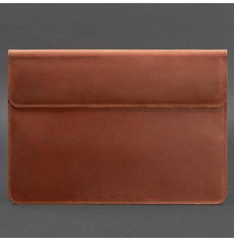 Кожаный чехол-конверт на магнитах для MacBook 13'' (светло-коричневый) кожа Crazy Horse