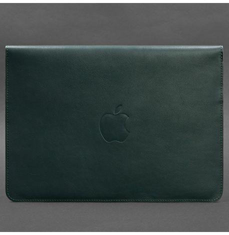 Шкіряний чохол-конверт на магнітах для MacBook 13'' (зелений) шкіра Krast