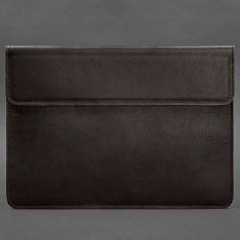 Кожаный чехол-конверт на магнитах для MacBook 14'' (темно-коричневый) кожа Krast
