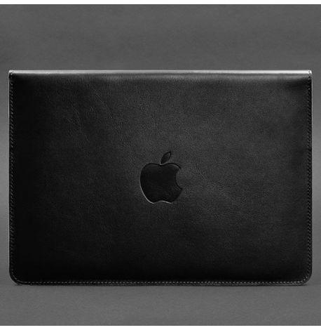 Кожаный чехол-конверт на магнитах для MacBook 14'' (черный) кожа Krast