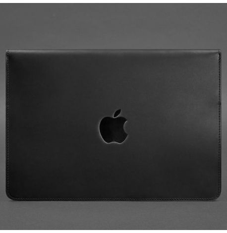 Кожаный чехол-конверт на магнитах для MacBook 14'' (черный) кожа Crazy Horse