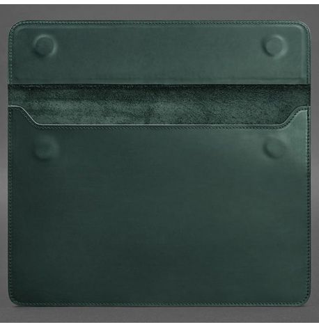 Кожаный чехол-конверт на магнитах для MacBook 14'' (зеленый) кожа Crazy Horse