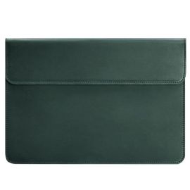 Кожаный чехол-конверт на магнитах для MacBook 14'' (зеленый) кожа Crazy Horse