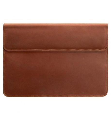 Кожаный чехол-конверт на магнитах для MacBook 14'' (светло-коричневый) кожа Crazy Horse